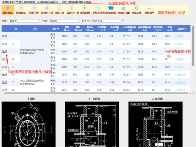 国标市政排水检查井工程量查询大全依据最新国标20s515图集编制(图2)
