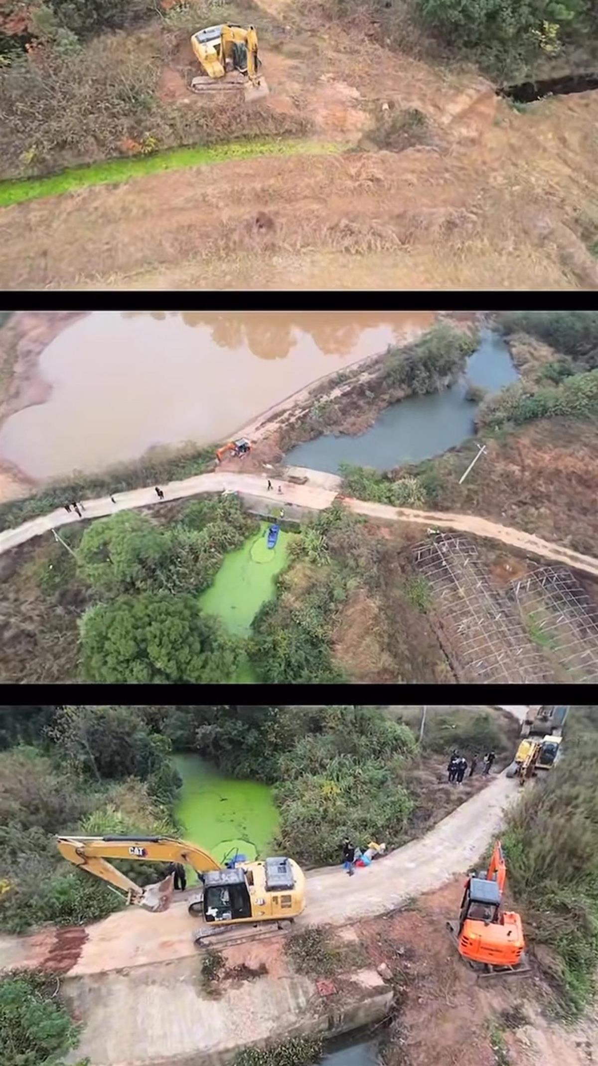 博主“渔猎齐哥”曝泰和县一河水发黑臭气熏天当地已封堵排污源头正开展清淤作业(图4)